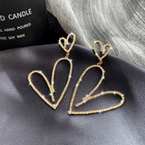 Unique Classy Long Heart Crystal Trendy Fashionable Earrings – Image 2 of 2