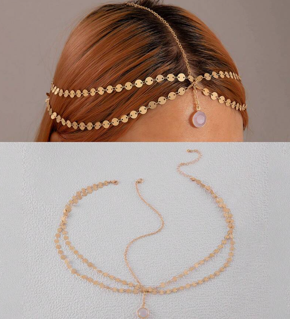 Multi Layered Head Chain for Women – Trendy Fashion Hair Jewelry, Boho Headpiece Accessory
