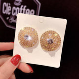 High Quality Fully Crystal Round Classy Elegant Earrings – Close Up – Earrings | Hanaya Pakistan