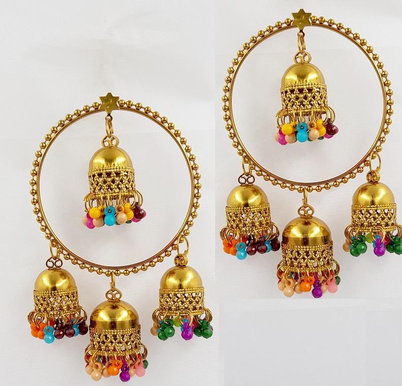 Trendy Classy Antique Vintage Handmade Circle Multicolor Tone meenakari Elegant Earring – Accessories Online in Pakistan |...