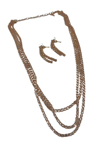 Trendy Classy Fully Crystal Crystal Earring & Necklace Jewelry Set – Image 2 of 4