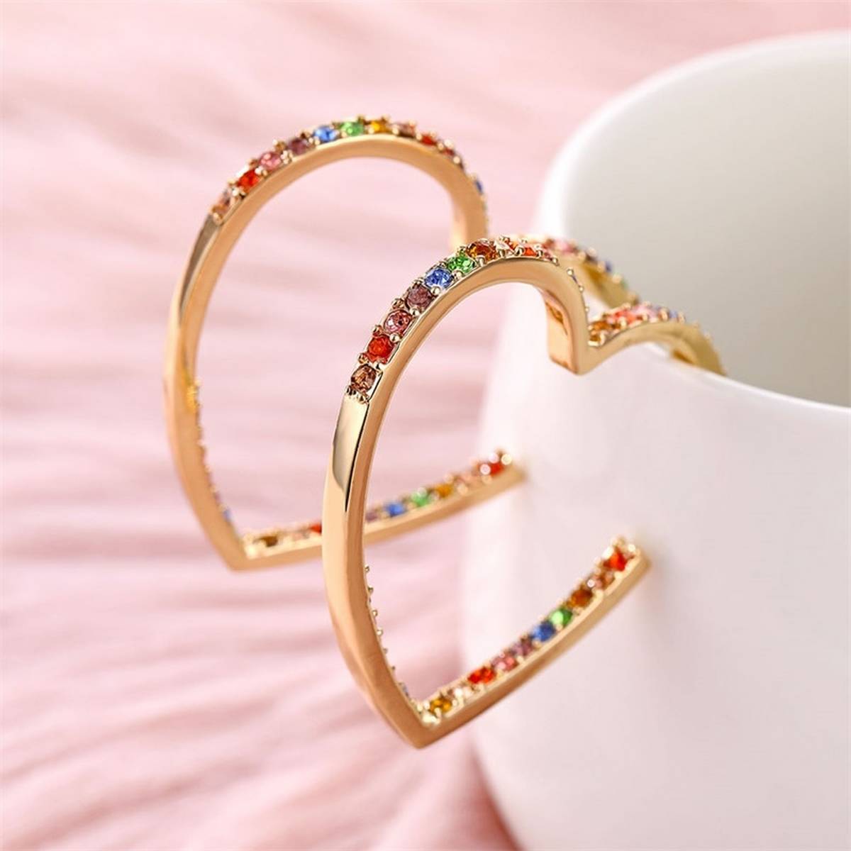 Premium Big Heart Crystal Party Wedding Trendy Earrings – Earrings Online in Pakistan | Hanaya