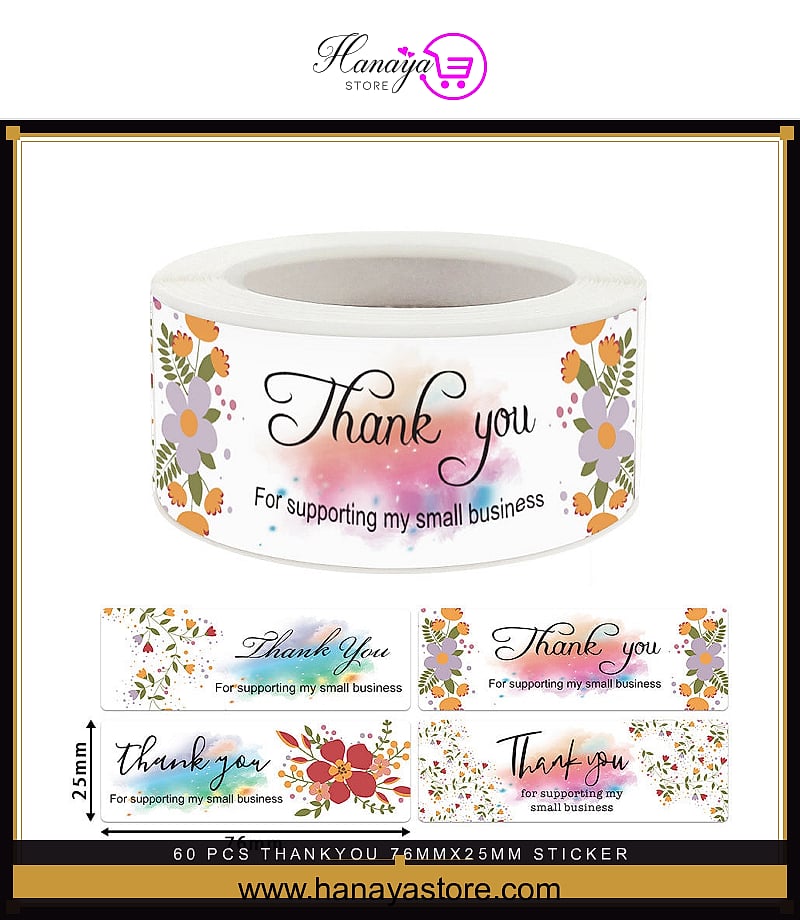 60 pcs ThankYou 76mmx25mm Sticker Envelope Seal Scrapbook Round Stickers Stationery Label Stickers – Stickers Online in Pa...