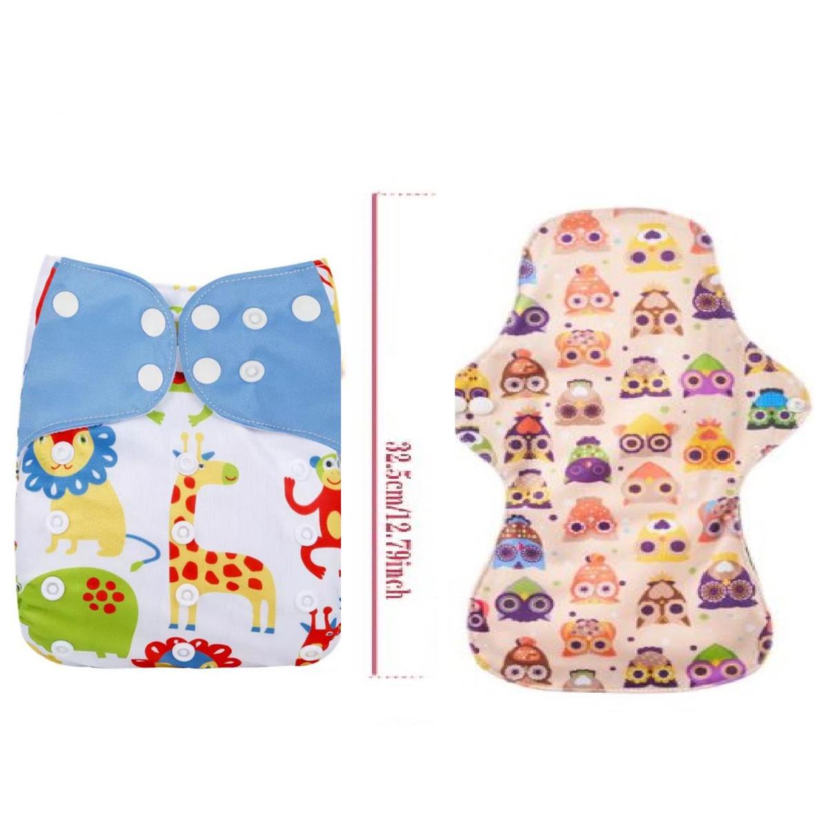 Baby Cloth Reusable Diaper Nappy Washable Adjustable FREE Bamboo Charcoal Pad – Image 2 of 3