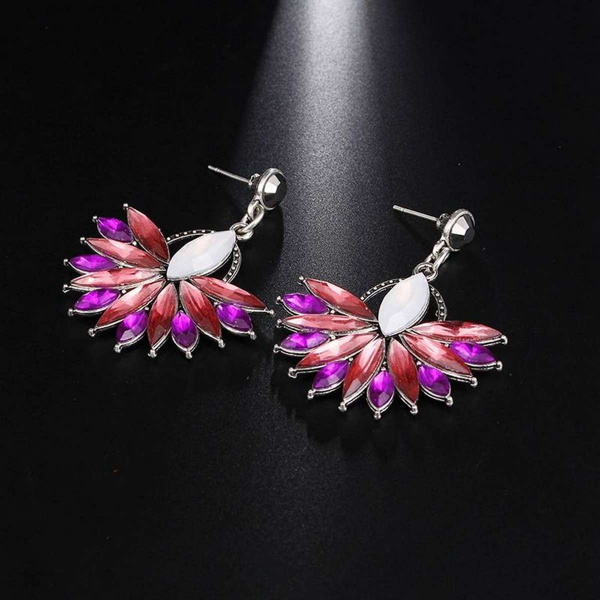 Jewelry Style Pink Earrings Handmade Rhinestone Trendy crystal Dangle Earrings – Earrings Online in Pakistan | Hanaya