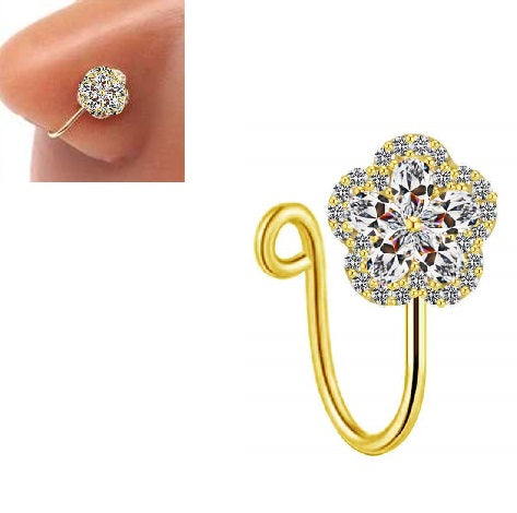Non Piercing Crystal Nose Ring Adjustable Clip On Nose Pin Body Jewelry – Nose Jewelry Online in Pakistan | Hanaya