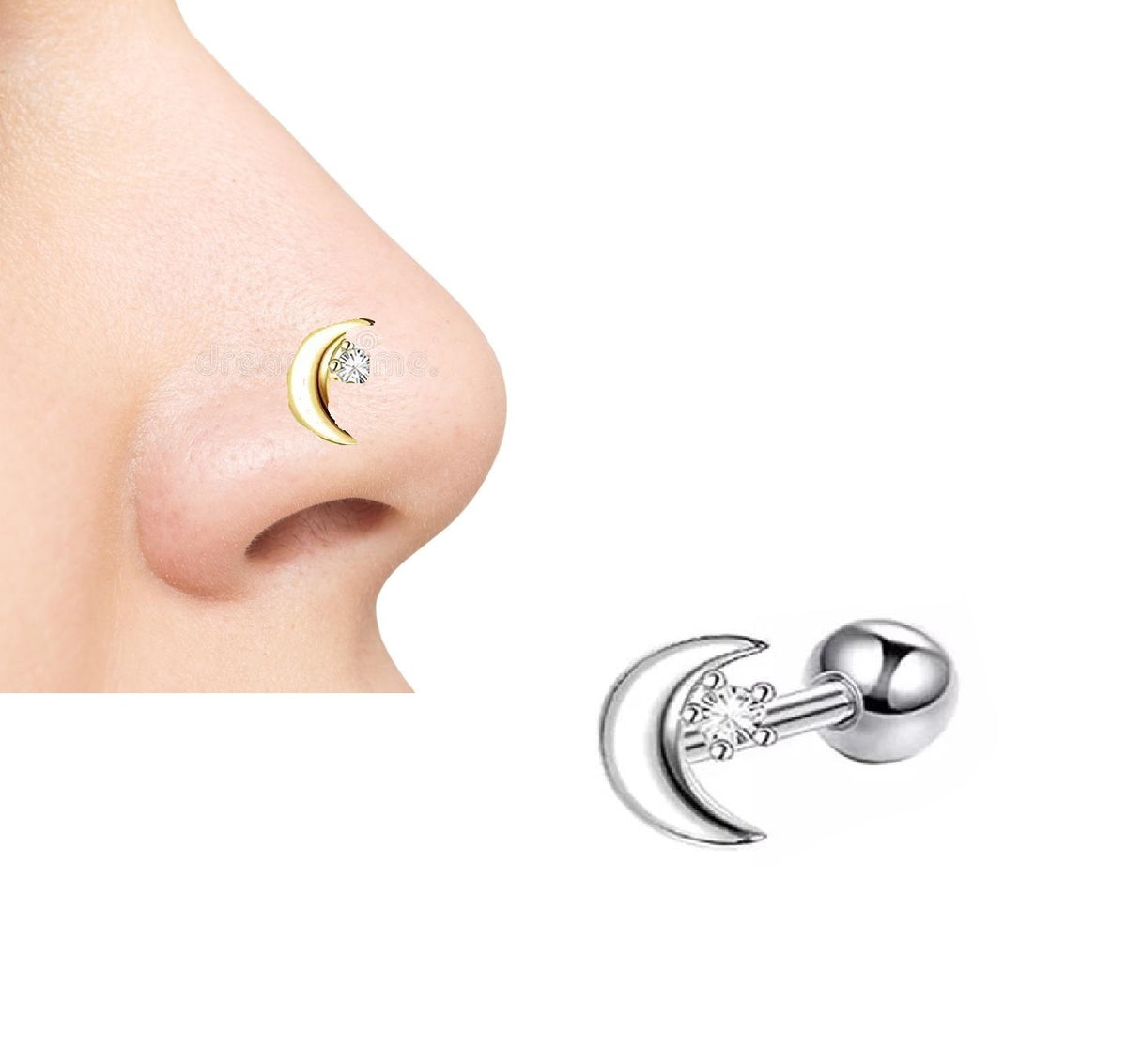 Piercing 1 Piece Crystal Helix Nose Ring Body Trendy Jewelry – Image 2 of 2