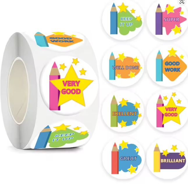 Classroom Motivational Stickers 100pcs – Kids Reward Stickers 25mm Round Stationery Labels – Stickers Online in Pakistan |...