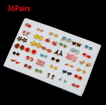 36-Pair Trendy Fashion Earring Set – Elegant Jewelry Gift for Girls & Ladies – Earrings Online in Pakistan | Hanaya