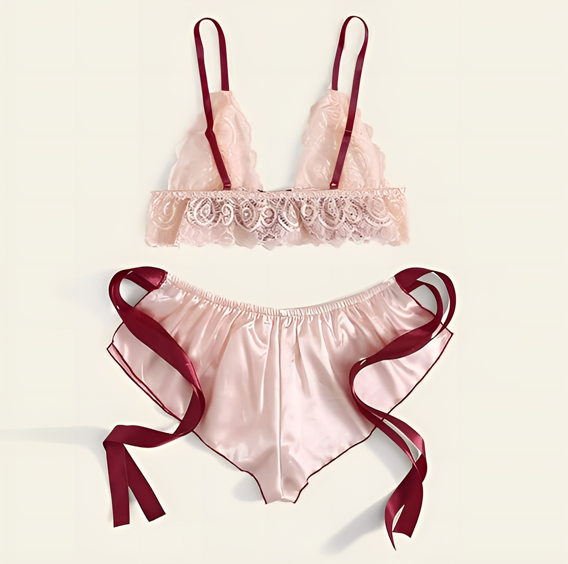 One Size (Fits:30-70 KGS) Premium Sleepwear Bridal Wear Bra Set Lingerie Set Women Underwear Bikini Three-point Set (weight:30-70 KGS) – Image 6 of 6