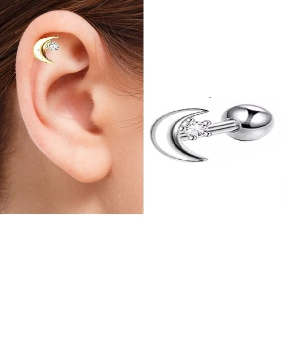 Piercing 1 Piece Crystal Cartilage Helix Stud Ear Piercing Plug Steel Earring – Accessories Online in Pakistan | Hanaya
