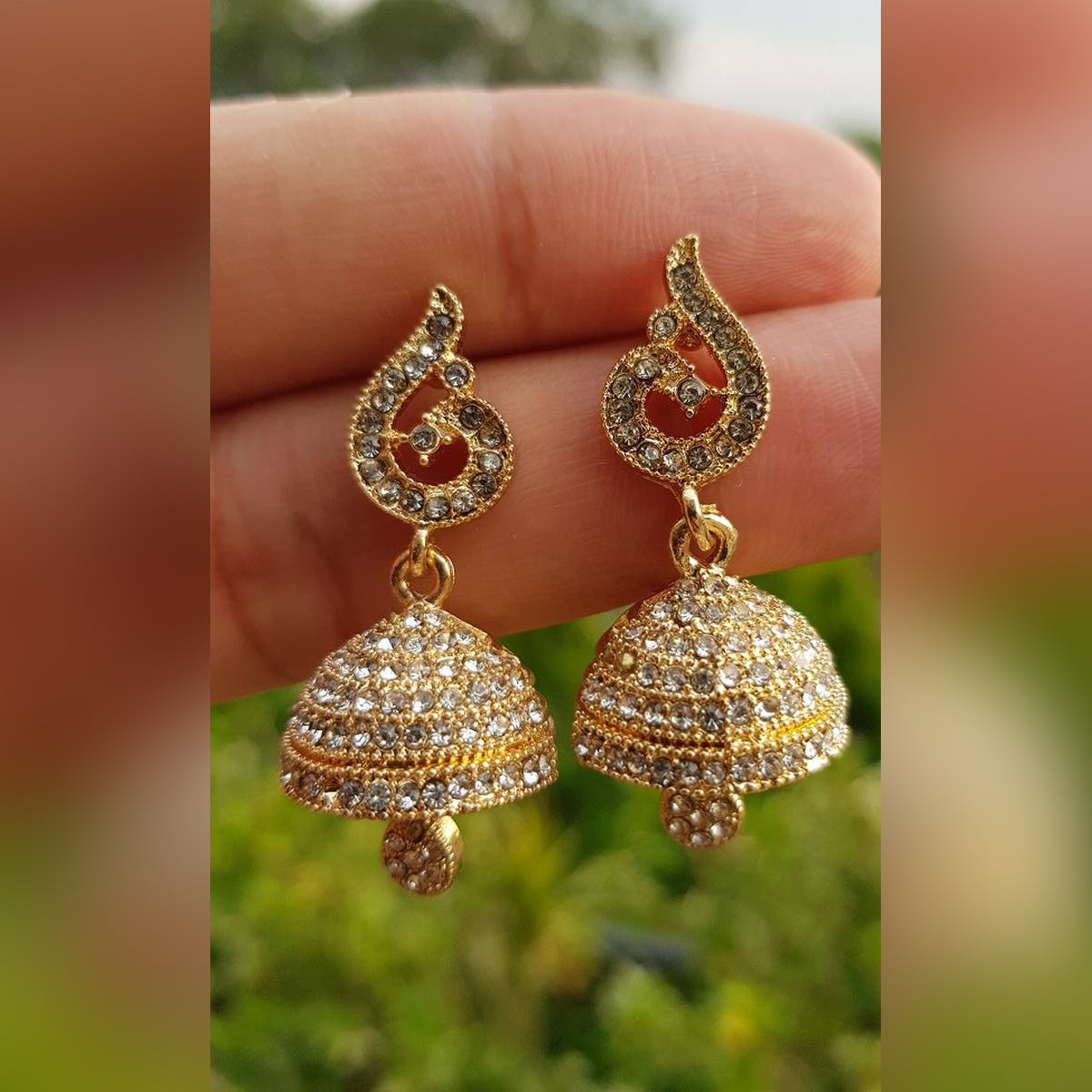 Trendy Peacock Crystals Jhumki Classy Elegant Royal Earring – Accessories Online in Pakistan | Hanaya