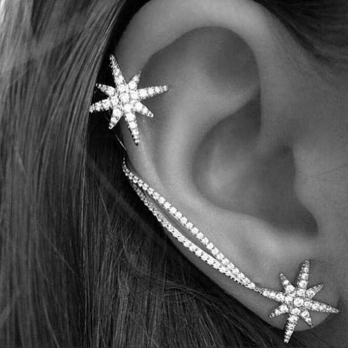 Trendy Silver Classy Cuff & Earring For Two Ears – Accessories Online in Pakistan | Hanaya