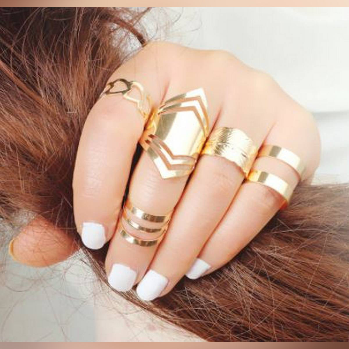 Fashion Jewelry 5 Pieces Classy Adjustable Ring Set For Women – Accessories Online in Pakistan | Hanaya