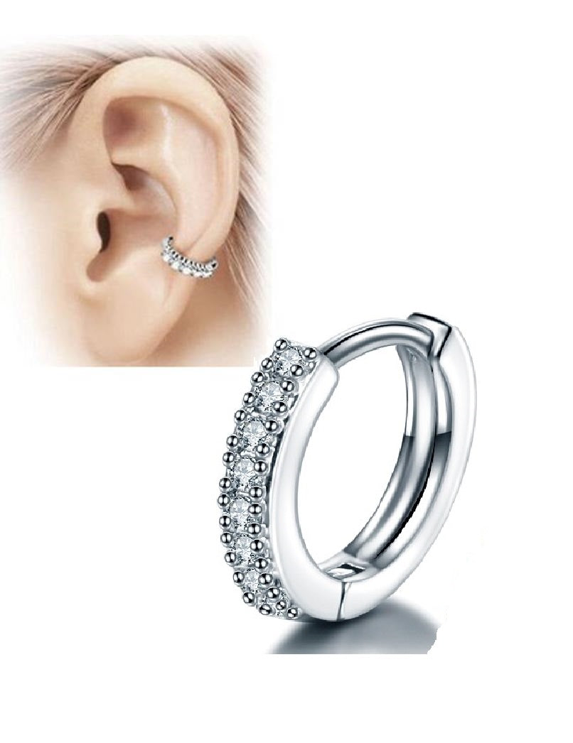1 Piece Cartilage 8mm Length Helix Stud Crystal Tragus Ear Piercing Plug Steel Earring – Image 2 of 2