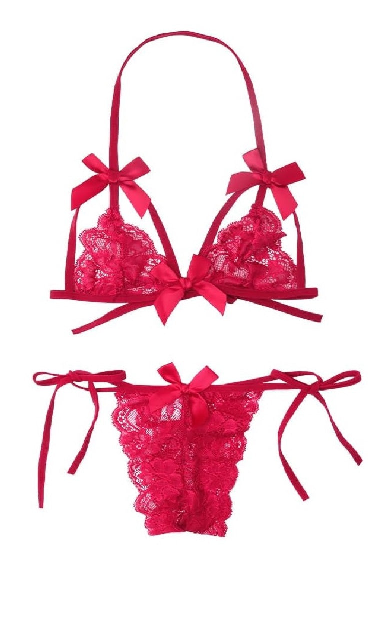 One Size (Fits:40-65 KGS) Bra set Lingerie Set Women Trendy Underwear Bikini Three-point Set (weight:40-65 KGS)