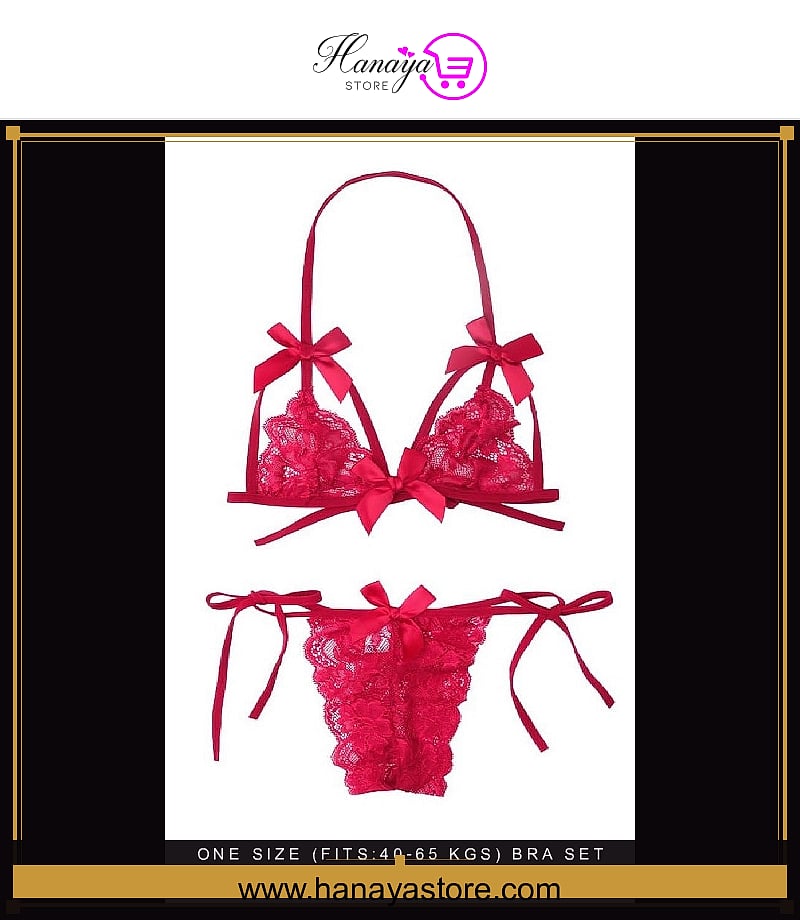 One Size (Fits:40-65 KGS) Bra set Lingerie Set Women Trendy Underwear Bikini Three-point Set (weight:40-65 KGS)