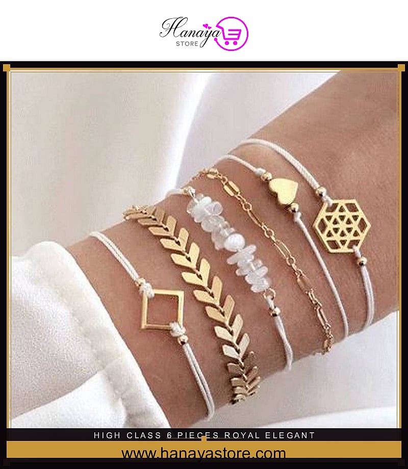 High Class 6 Pieces Royal Elegant Princess Bracelets – bracelet Online in Pakistan | Hanaya