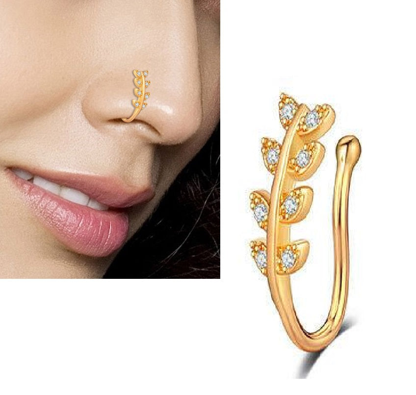 Non Piercing Fake Nose Ring Adjustable Clip On Nose Pin for Women and Girls – Close Up – Nose Jewelry | Hanaya Pakistan