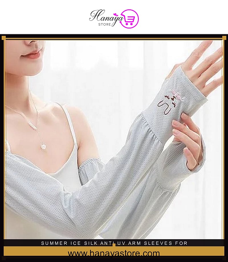 Summer Ice Silk Anti-UV Arm Sleeves for Men & Women - Cool, Fingerless, Sun Protection for Cycling – Accessories Online in...