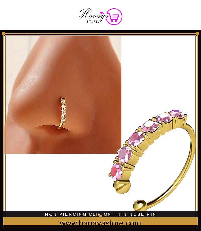 Non Piercing Clip On Thin Nose Pin Elegant Nostril Body Jewelry