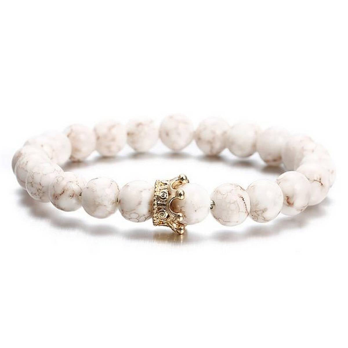 White Lava Stone Pave CZ Imperial Crown Helmet Charm Bracelet – bracelet Online in Pakistan | Hanaya