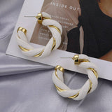 Trendy Classy Faux Leather Style Twisted Stylish Hoop Earring For Girls – Accessories Online in Pakistan | Hanaya