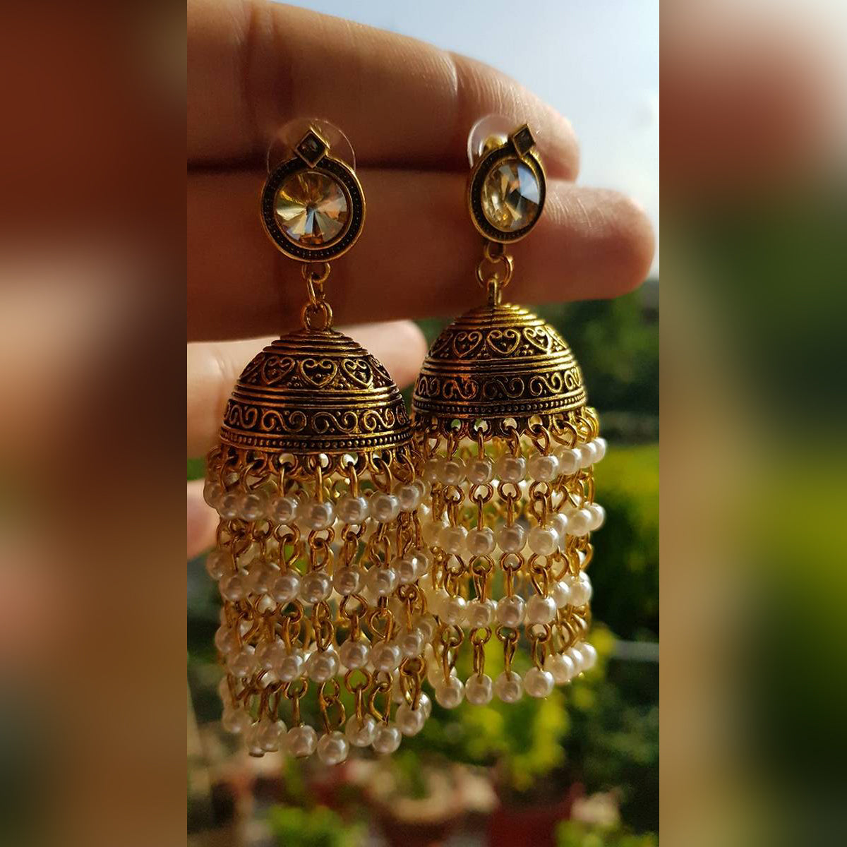 Trendy Classy Tassel Long  4 Layered Pearls Fashion Earring – Earrings Online in Pakistan | Hanaya