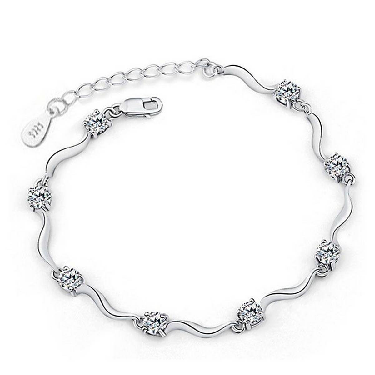 Trendy Silver Zircon Crystal Bracelet Love Vintage Bracelet – bracelet Online in Pakistan | Hanaya