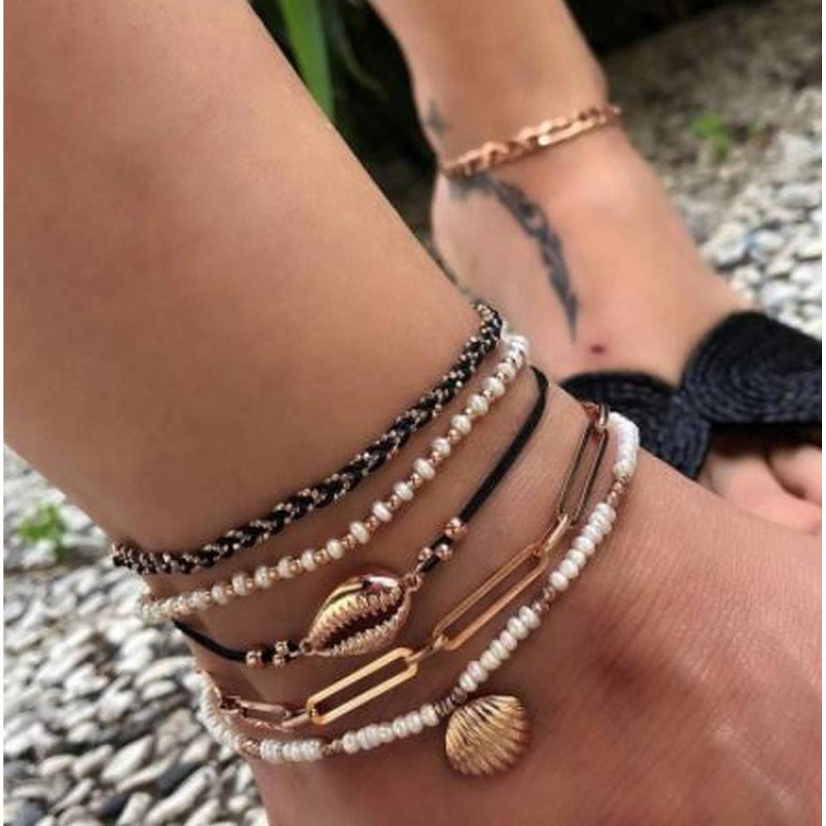 Beaded anklet for women — handmade summer beach style