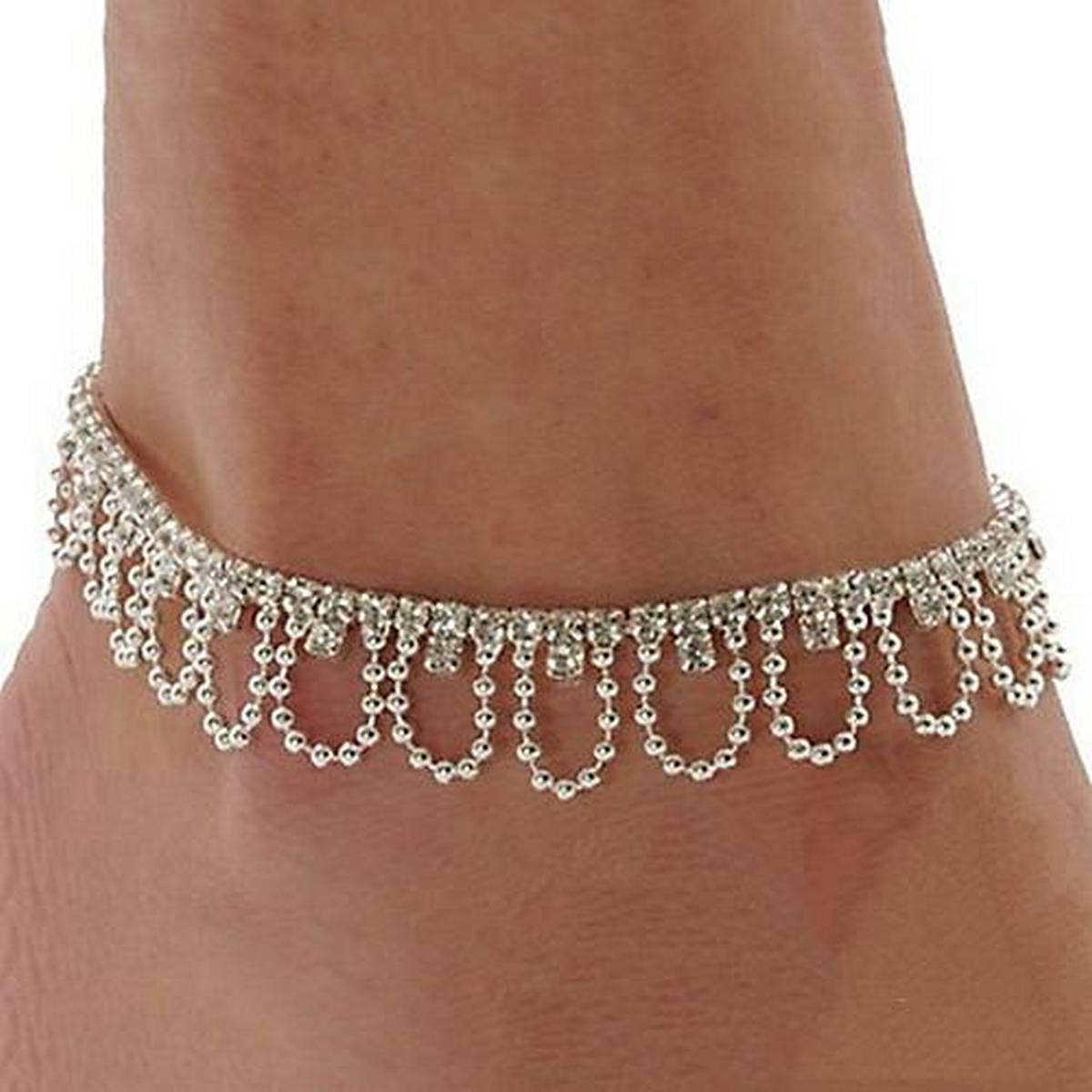 Fully Crystal Rhinestone Anklet Trendy Charm Drop Ankle Chain – anklet Online in Pakistan | Hanaya
