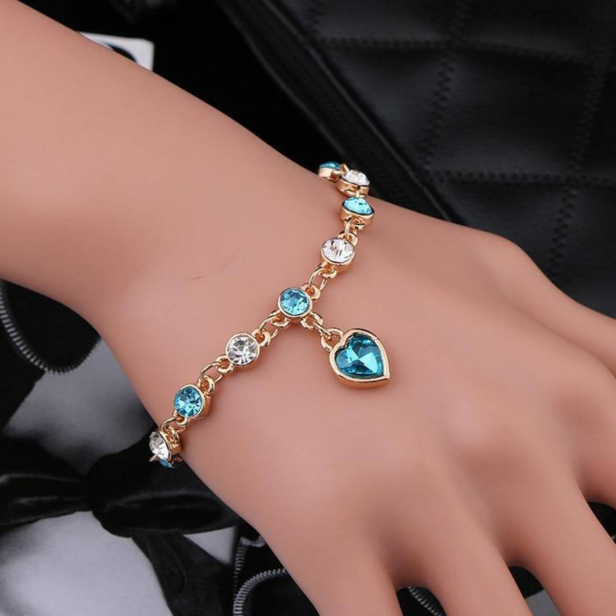 Crystal Bracelet Heart Flash Drill Finger End Alloy