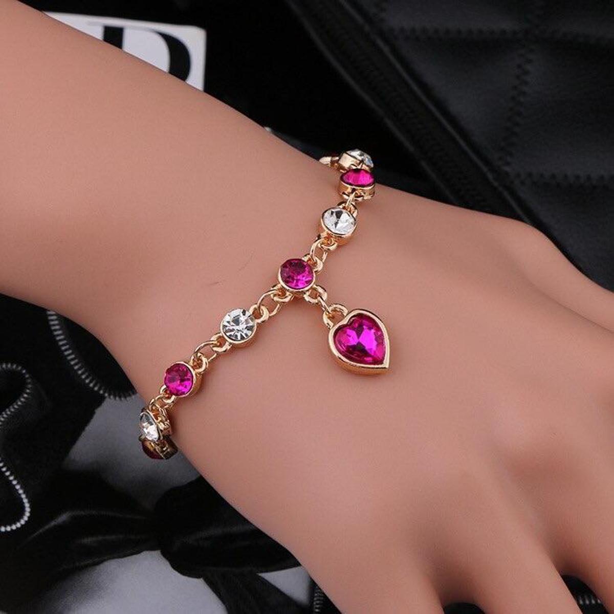 Austria Crystal Bracelet Heart Flash Drill Finger End Alloy
