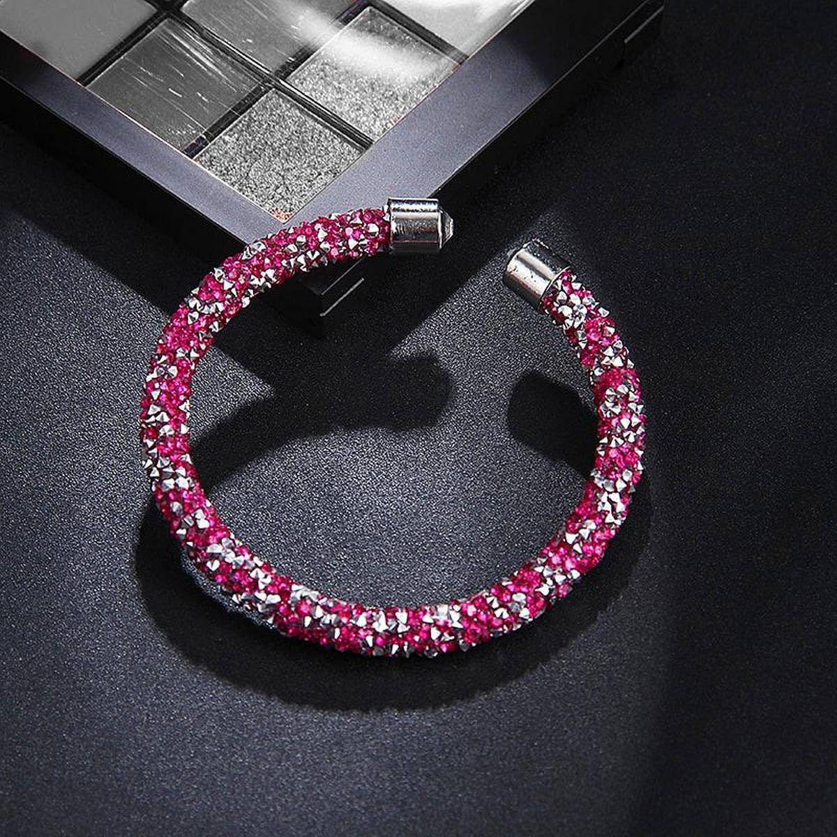 Exquisite Pink Crystal Cuff Bracelet Brand Open Bangles For Women -