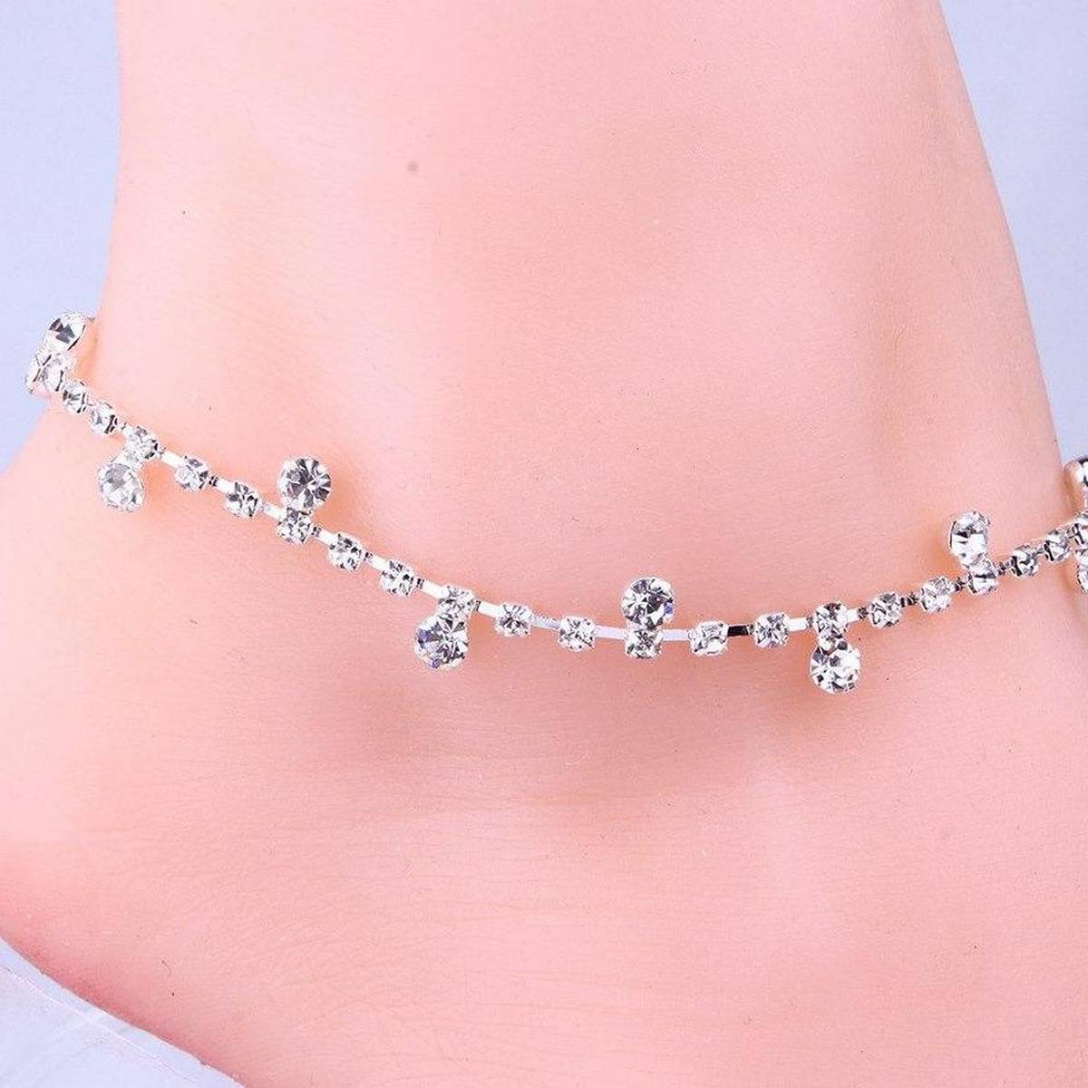 Big small Crystal Silver Vintage Trendy anklet for girls stylish anklet