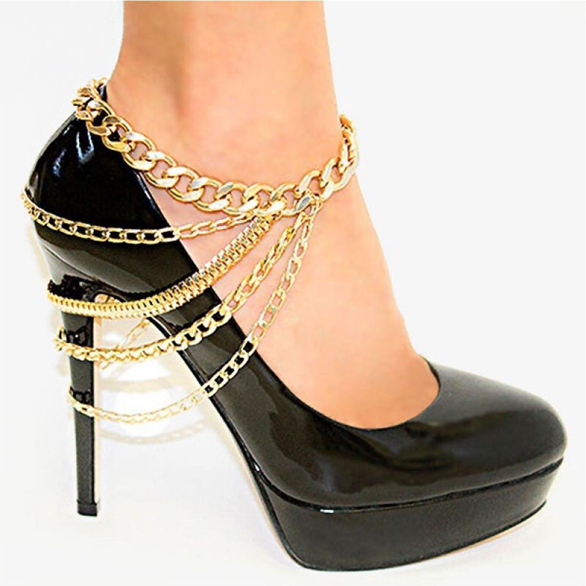 Anklet Simple Multi Layered Trendy Long 1 Piece Shoe Chain Anklet