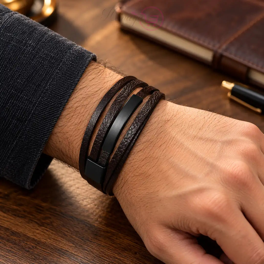 Premium Cuff Bracelet Style Bracelet Stylish Multilayer Braided Leather Bracelets Wristband for Men Couples Jewelry Gift