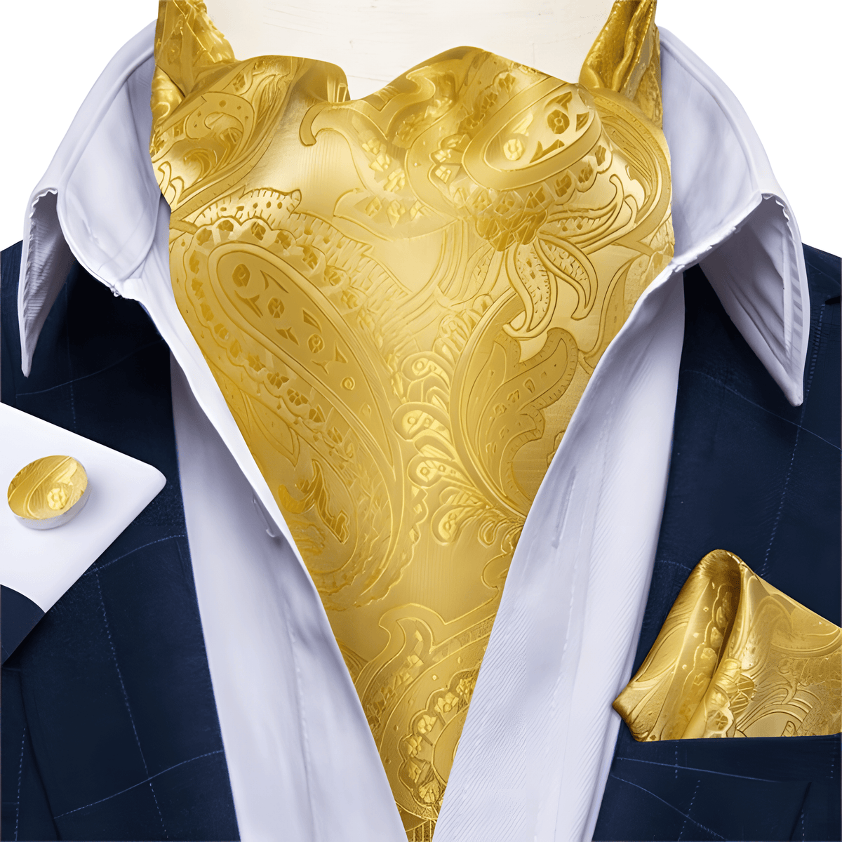 Elegant Men's Cravat, Bow Tie, Ascot Tie, Pocket Square & Cuff Link Set - Perfect Wedding & Formal Wear Accessory