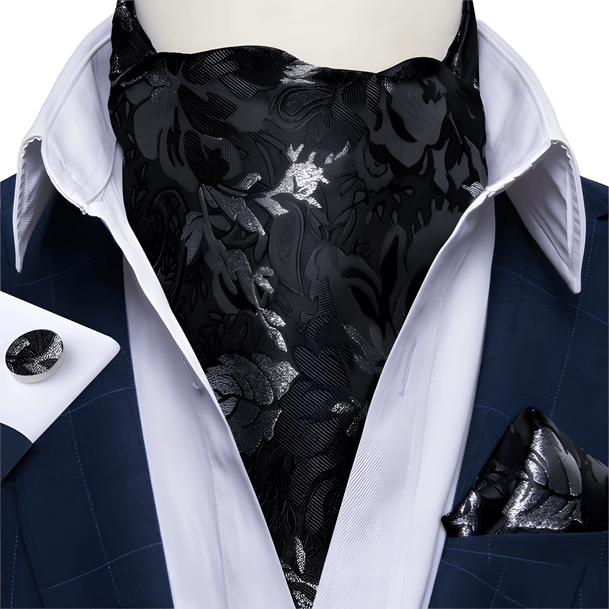 Luxury Men's Cravat Ascot Tie Set – Bow Tie, Pocket Square & Cufflinks for Wedding, Formal Events – HanayaStore

