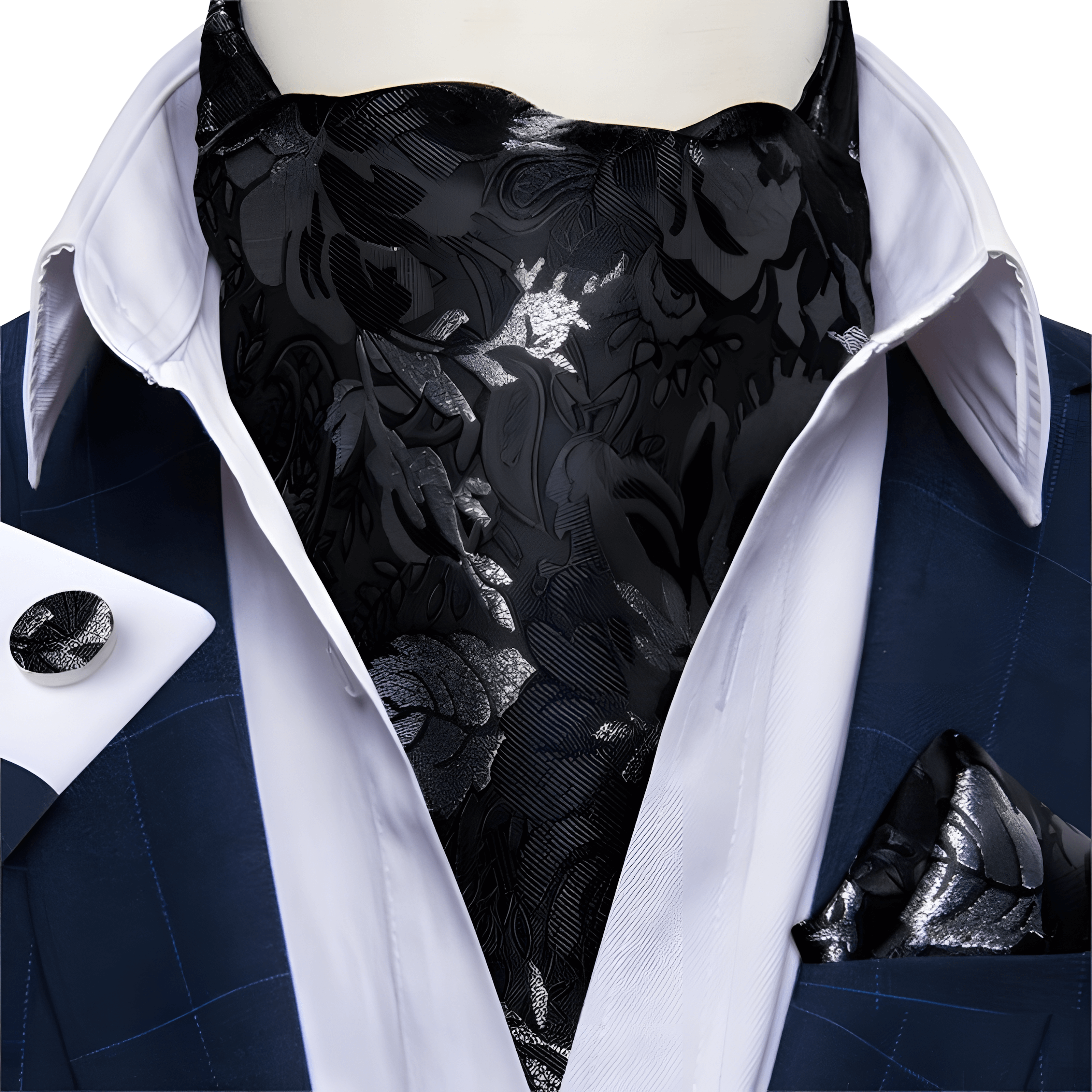 Luxury Men's Cravat Ascot Tie Set – Bow Tie, Pocket Square & Cufflinks for Wedding, Formal Events – HanayaStore

