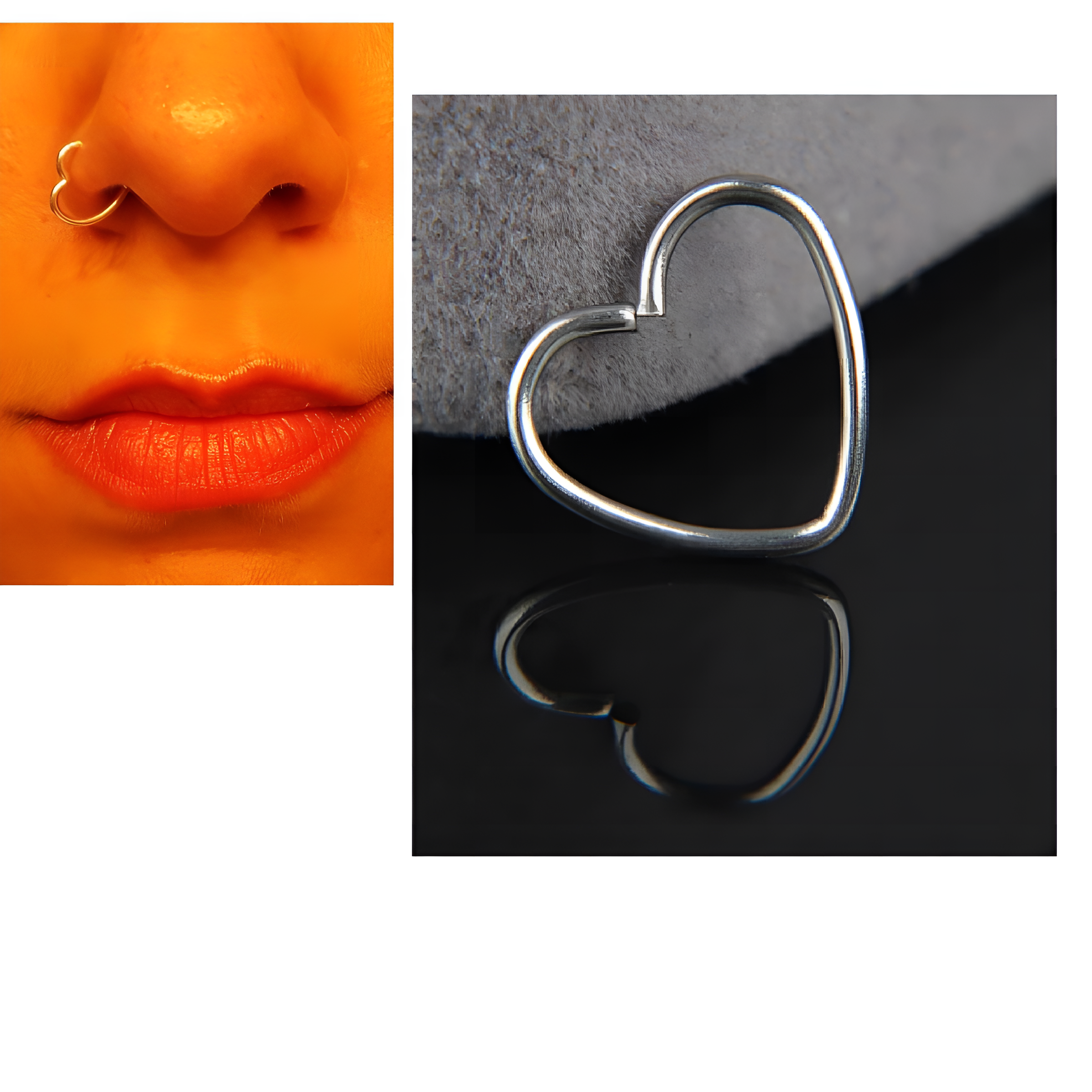 Steel Piercing Nose Pin – 1pc 8mm Helix 0.8mm Heart Nostril Body Jewelry