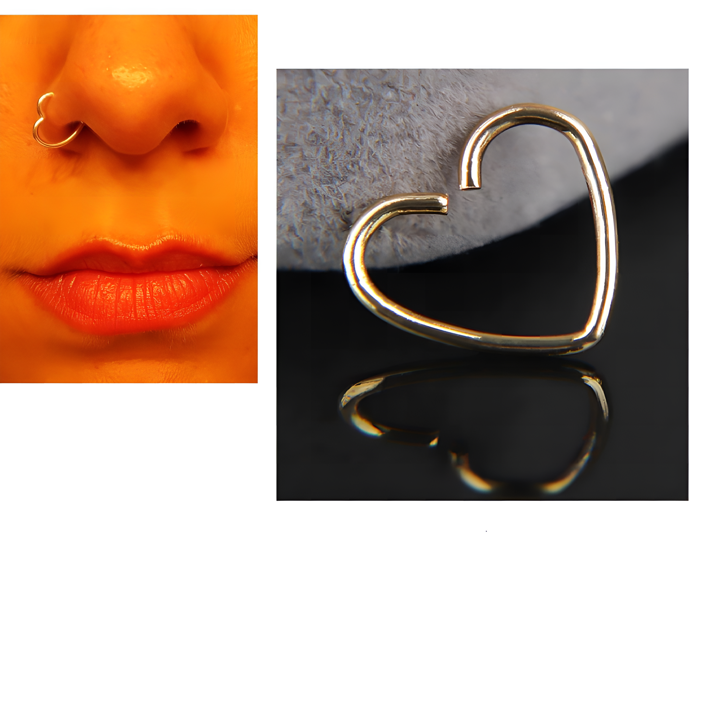 Steel Piercing Nose Pin – 1pc 8mm Helix 0.8mm Heart Nostril Body Jewelry