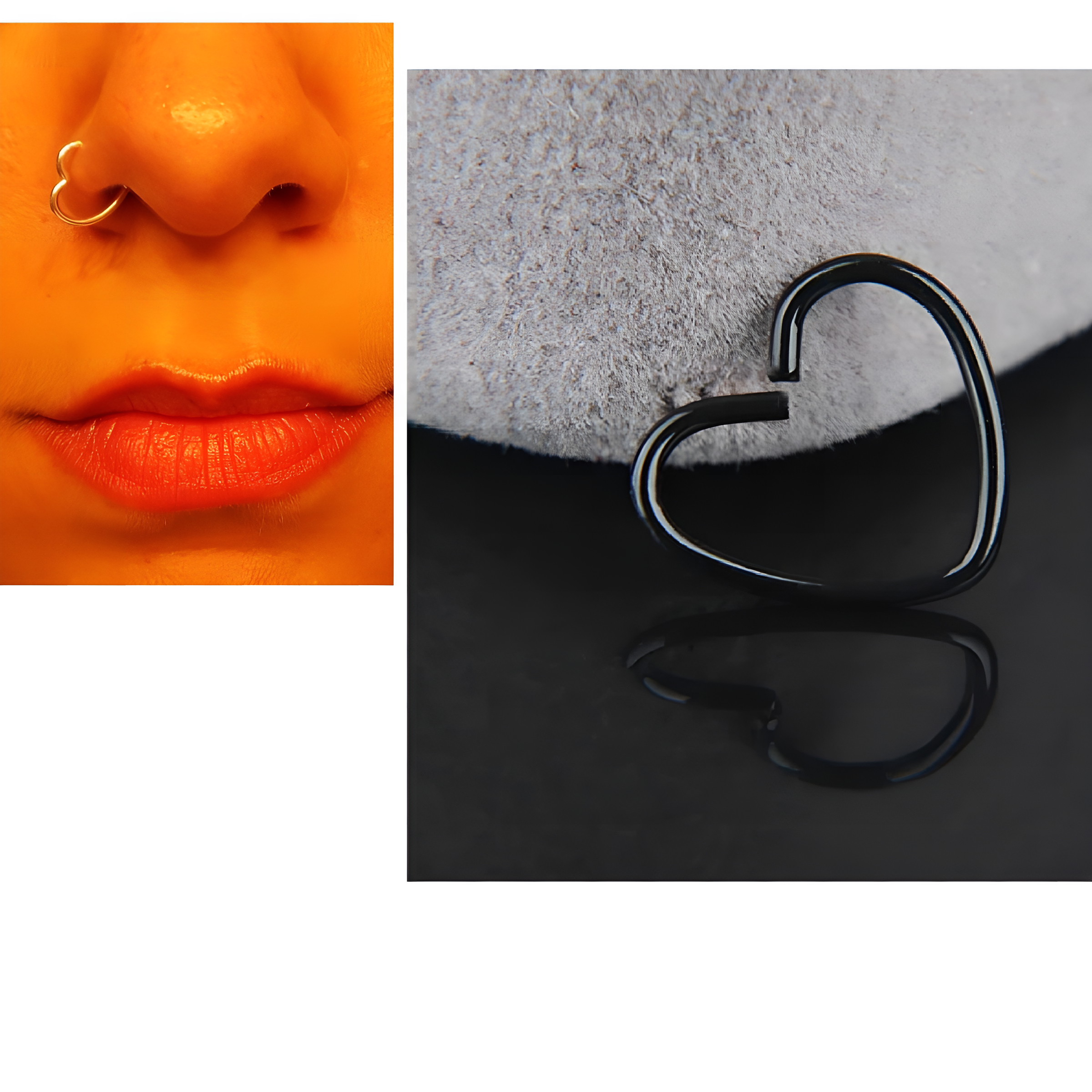 Steel Piercing Nose Pin – 1pc 8mm Helix 0.8mm Heart Nostril Body Jewelry