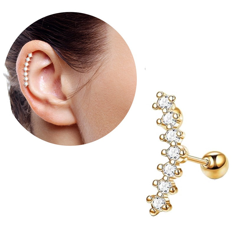 1 TRAGUS Piece LOBE Cartilage Helix Stud Crystal DAITH Tragus SNUG HELIX ROOK Ear Piercing ORBITAL Plug Earring