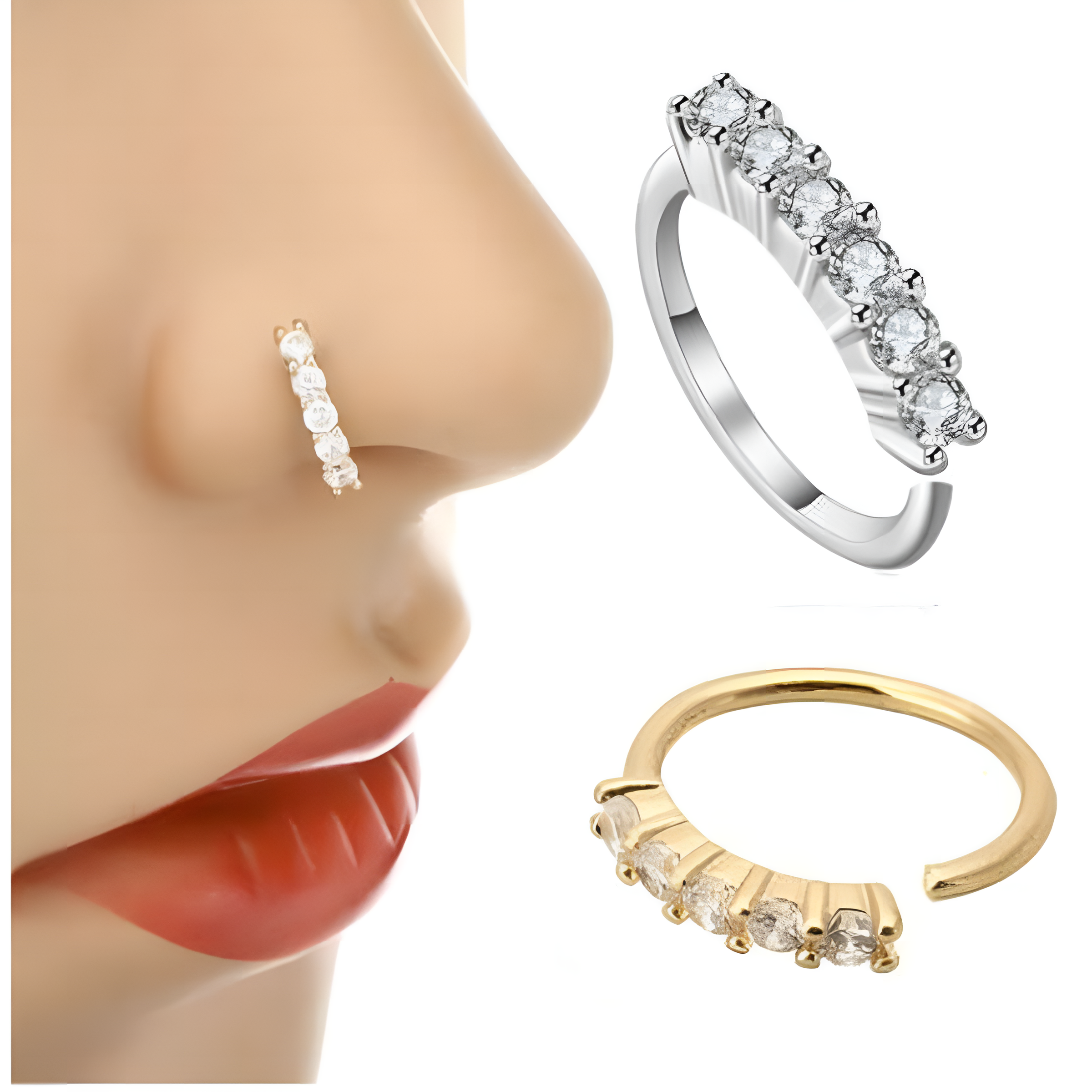 8mm Nose Ring – 1pc Nostril Piercing Body Jewelry, Fashionable & Elegant