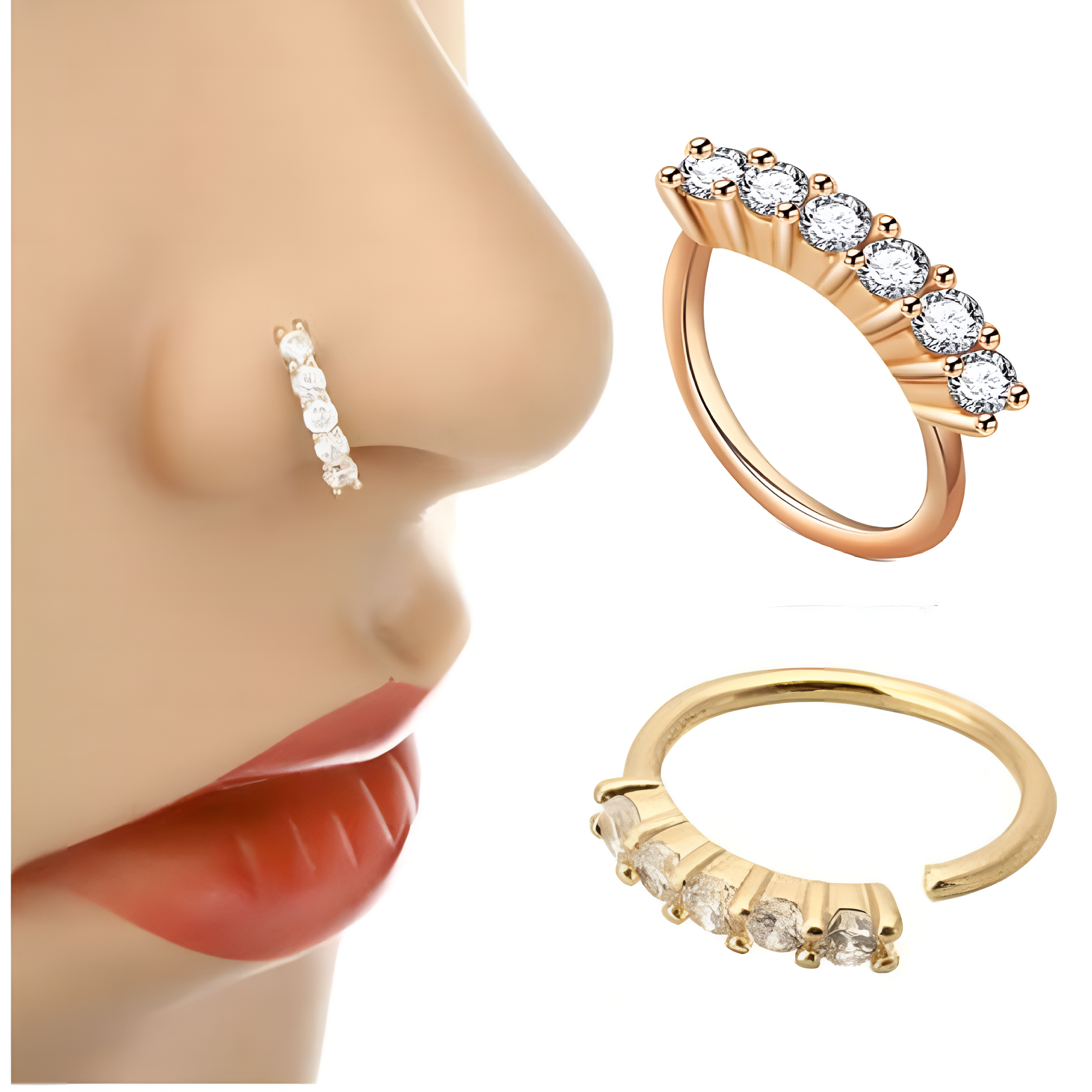8mm Nose Ring – 1pc Nostril Piercing Body Jewelry, Fashionable & Elegant