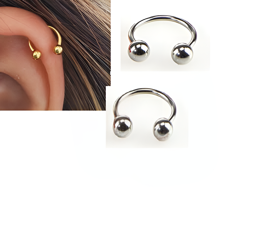 2 Pieces HELIX 10MM Thin Cartilage SNUG Helix ROOK Stud DAITH ORBITAL LOBE Tragus Ear Piercing Plug TRAGUS Horseshoe Steel Earring