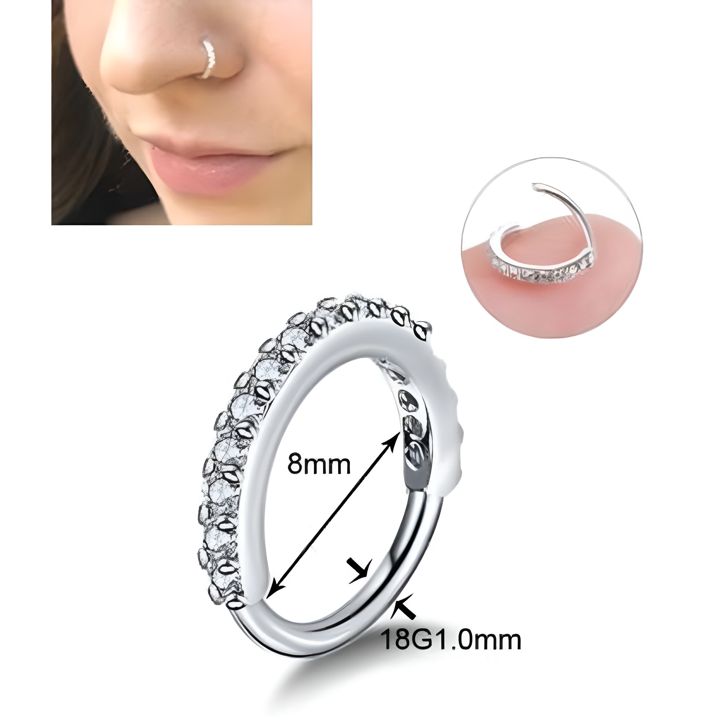 Piercing 1Pc 8mm Long Helix 0.8mm Nose Ring Body Jewelry