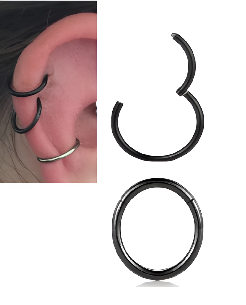 2 SNUG Pieces TRAGUS 10MM ROOK HELIX Hinged ORBITAL LOBE Earring Clicker Piercing Cartilage DAITH Helix Earring