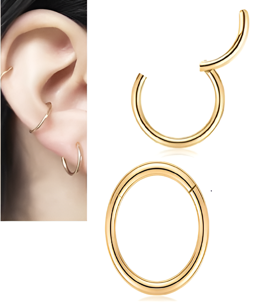 2 Pieces DAITH SNUG 12MM Hinged Earring HELIX Clicker ORBITAL LOBE Piercing TRAGUS ROOK Cartilage Helix Earring
